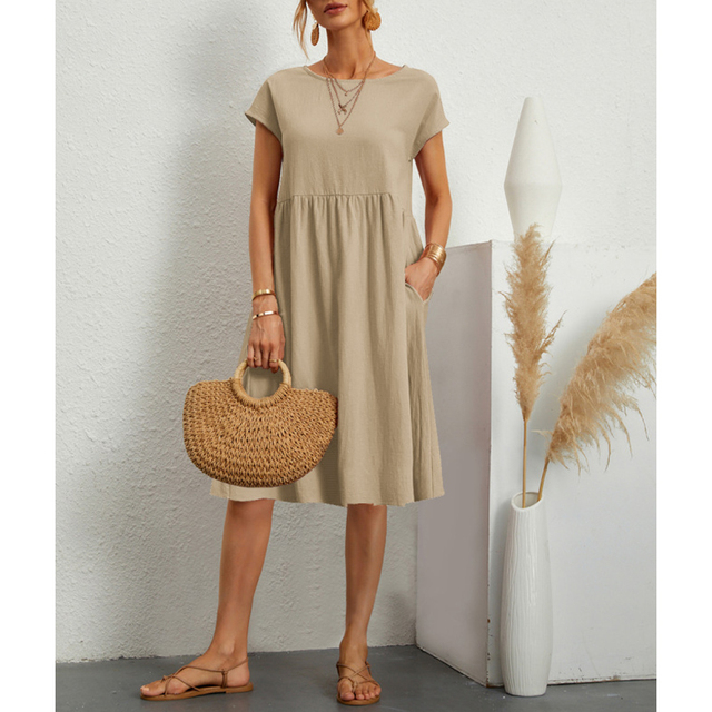Sola Damen Midi Kleid | Baumwollmix, Lässiger Schnitt für den Sommer