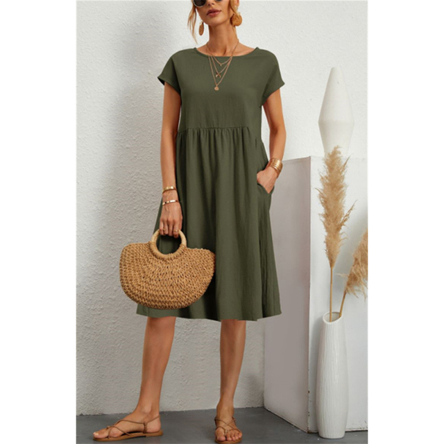 Sola Damen Midi Kleid | Baumwollmix, Lässiger Schnitt für den Sommer