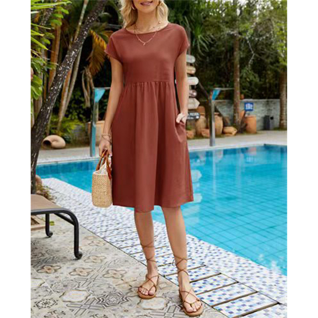 Sola Damen Midi Kleid | Baumwollmix, Lässiger Schnitt für den Sommer