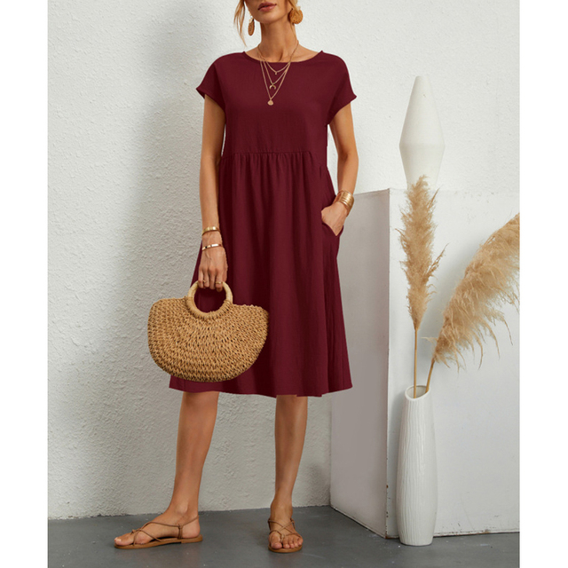 Sola Damen Midi Kleid | Baumwollmix, Lässiger Schnitt für den Sommer