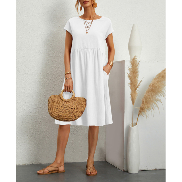 Sola Damen Midi Kleid | Baumwollmix, Lässiger Schnitt für den Sommer