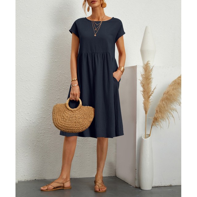Sola Damen Midi Kleid | Baumwollmix, Lässiger Schnitt für den Sommer