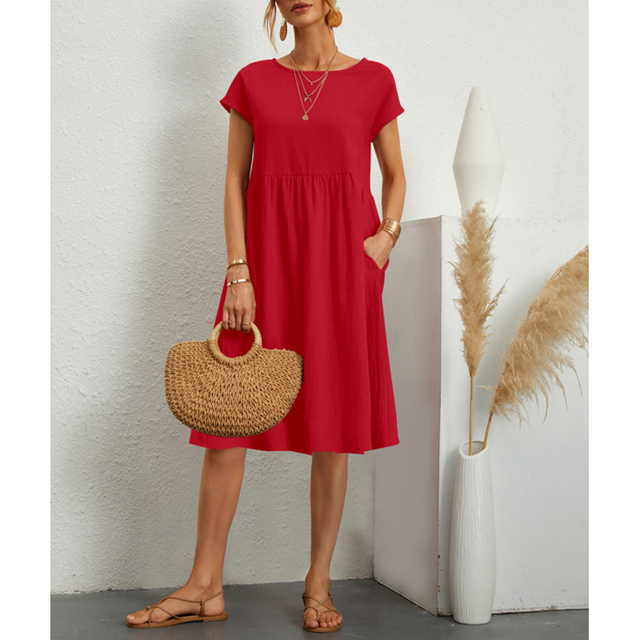 Sola Damen Midi Kleid | Baumwollmix, Lässiger Schnitt für den Sommer