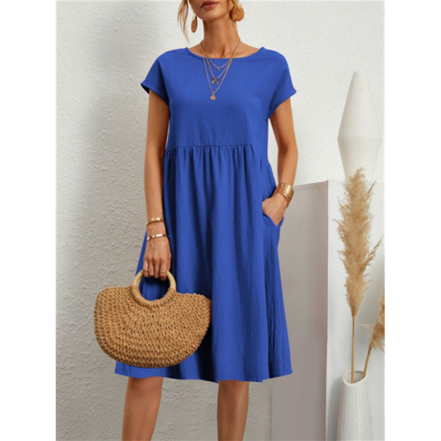 Sola Damen Midi Kleid | Baumwollmix, Lässiger Schnitt für den Sommer
