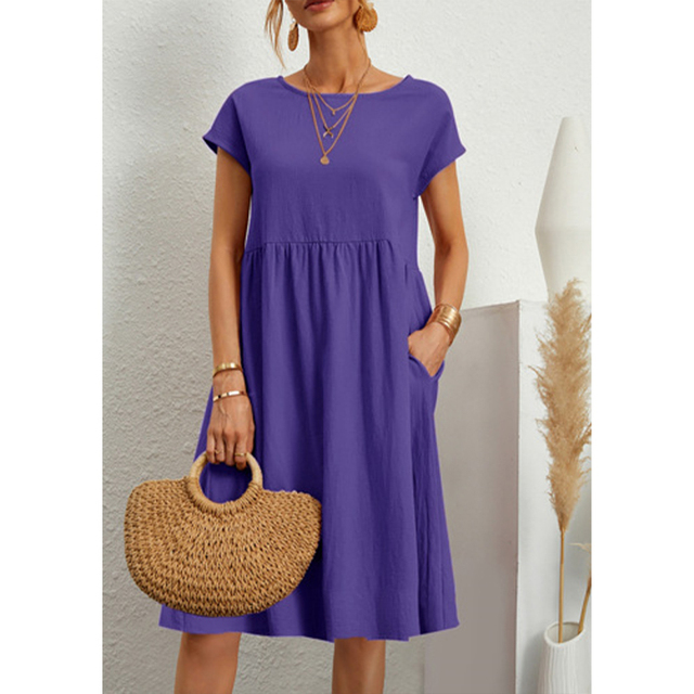 Sola Damen Midi Kleid | Baumwollmix, Lässiger Schnitt für den Sommer