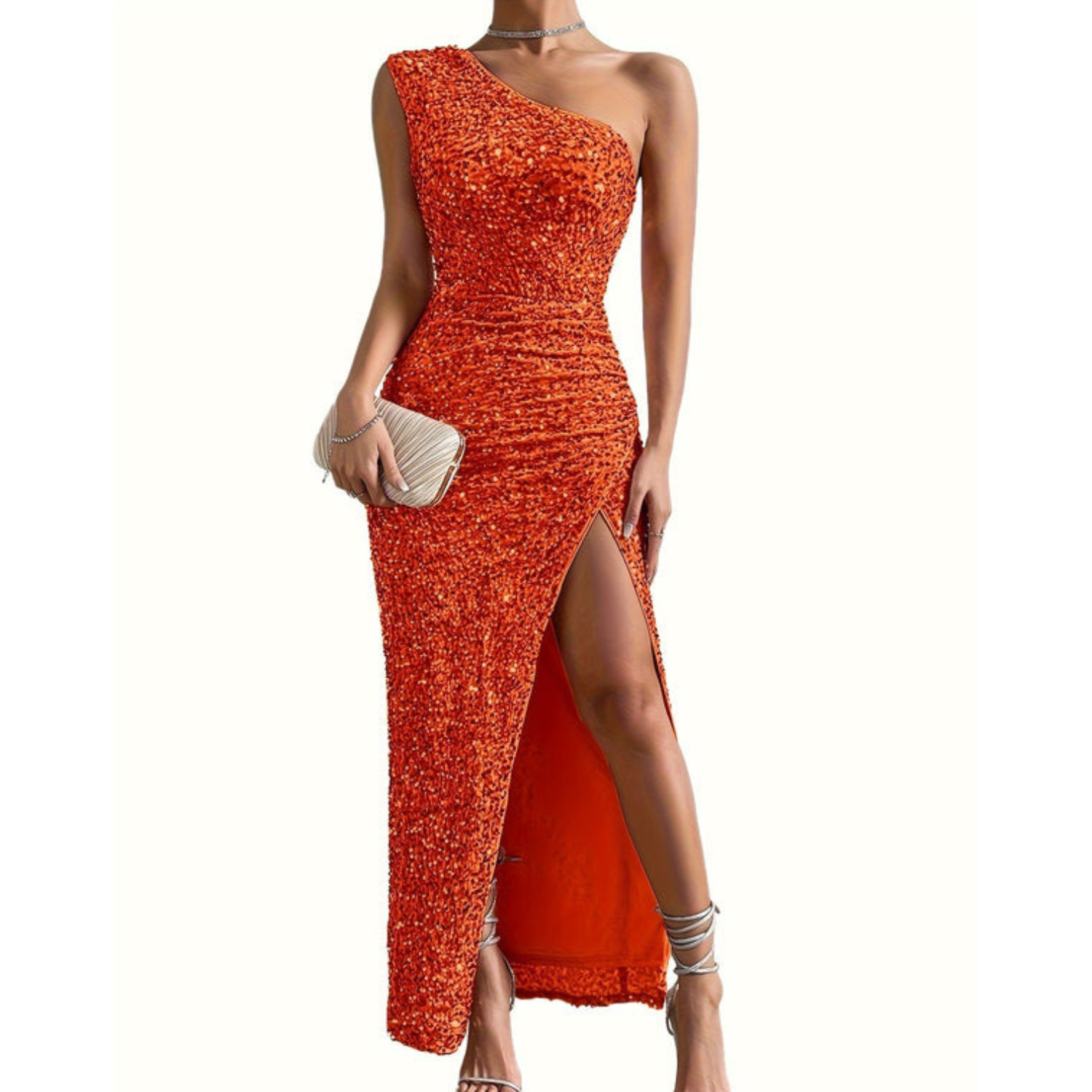 Soleil Damen Kleid | Schulterfrei, Elegantes Schwarzes Kleid mit Seitlichem Schlitz