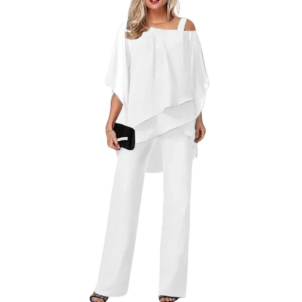 Sophie Damen Hosenanzug | Fließender Chiffon, Festlich Elegant- S-3XL