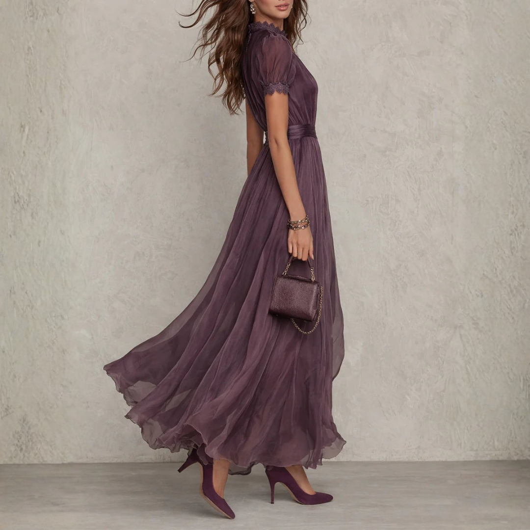 Sophie Damen Maxikleid | Chiffon mit Spitzendetails