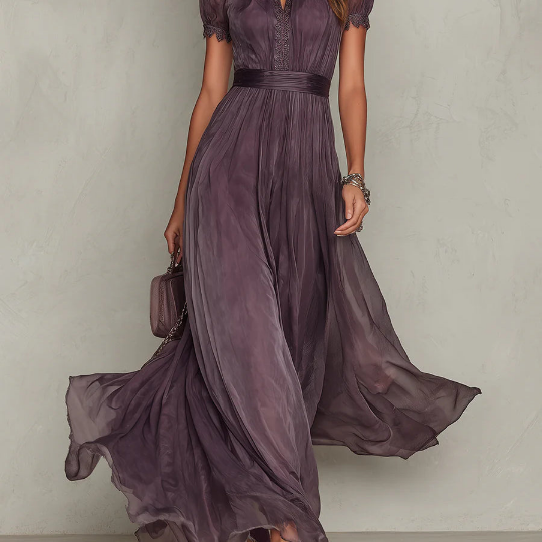 Sophie Damen Maxikleid | Chiffon mit Spitzendetails
