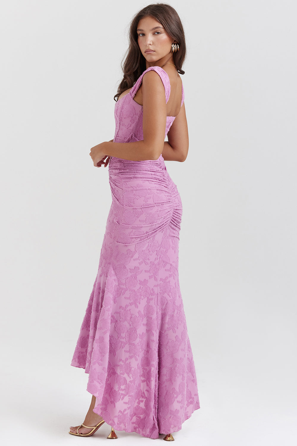 Sophie Damen Midi Kleid | Figurbetont mit Spitzenakzenten