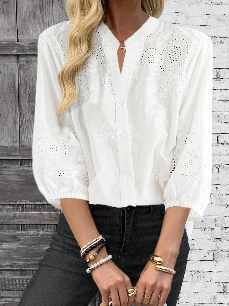 Heidi Weiss Langarm Lockere Damen Bluse Leicht Laessig | Elegant Vielseitig Frühling Sommer Freizeit Urlaub Oberteil | Bequem - S-2XL