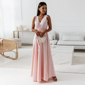 Vela Damen Wickelkleid | V-Ausschnitt, Maxi, Festlich- S-2XL