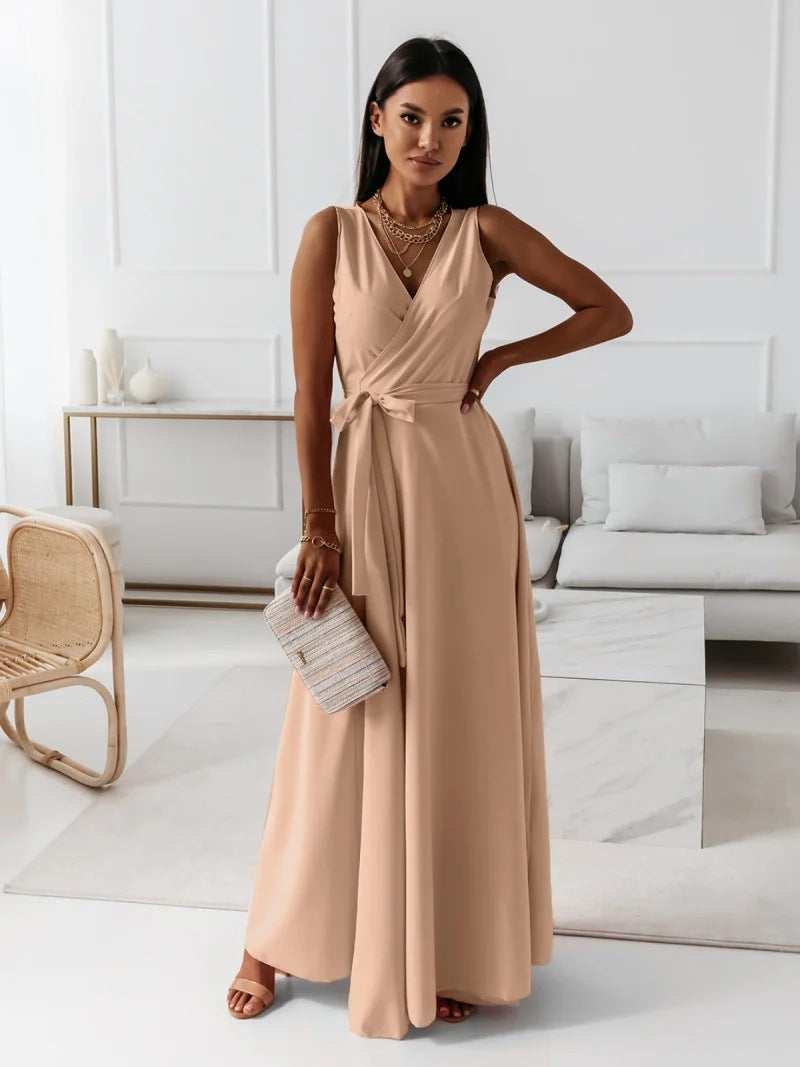 Vela Damen Wickelkleid | V-Ausschnitt, Maxi, Festlich- S-2XL