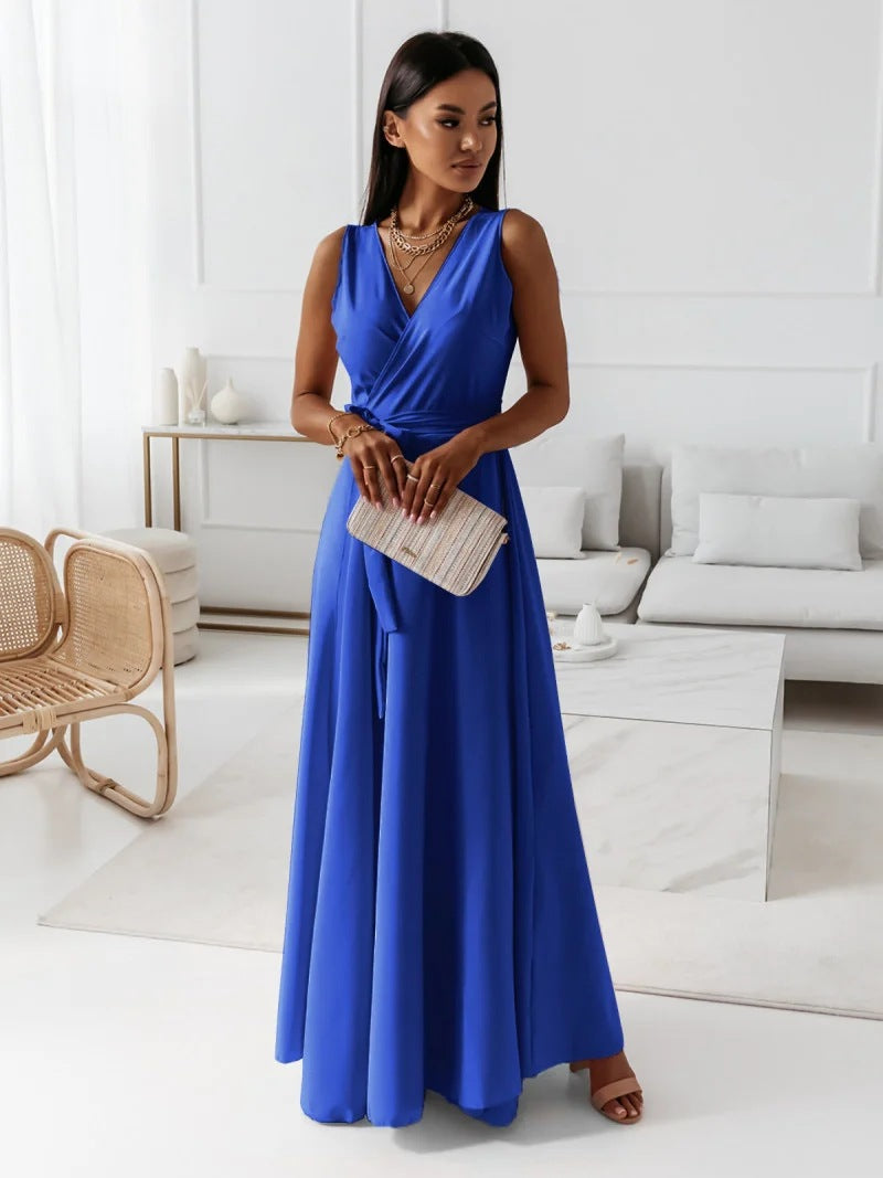 Vela Damen Wickelkleid | V-Ausschnitt, Maxi, Festlich- S-2XL