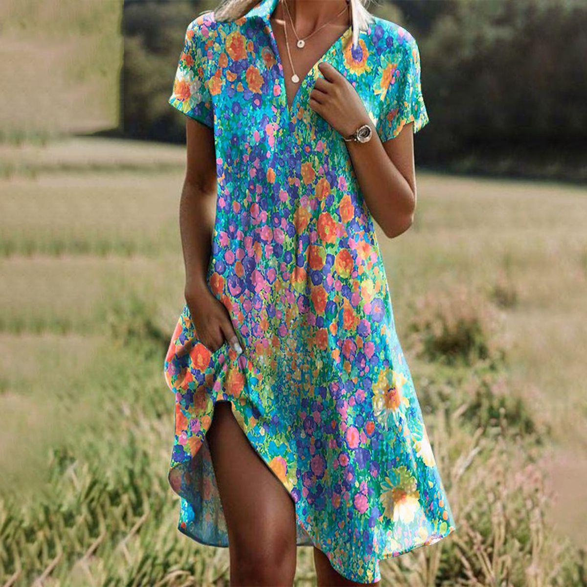 Vera Damen Kleid | Bequemer Schnitt, Leuchtende Farben, Leichter Stoff