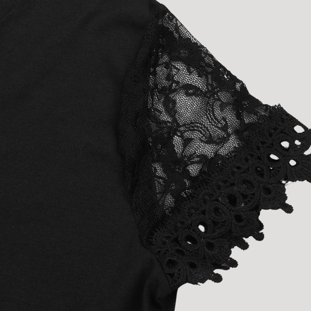 Vera Damen Kleid | V-Ausschnitt, Kurzärmel, Wellenkante, Elegant