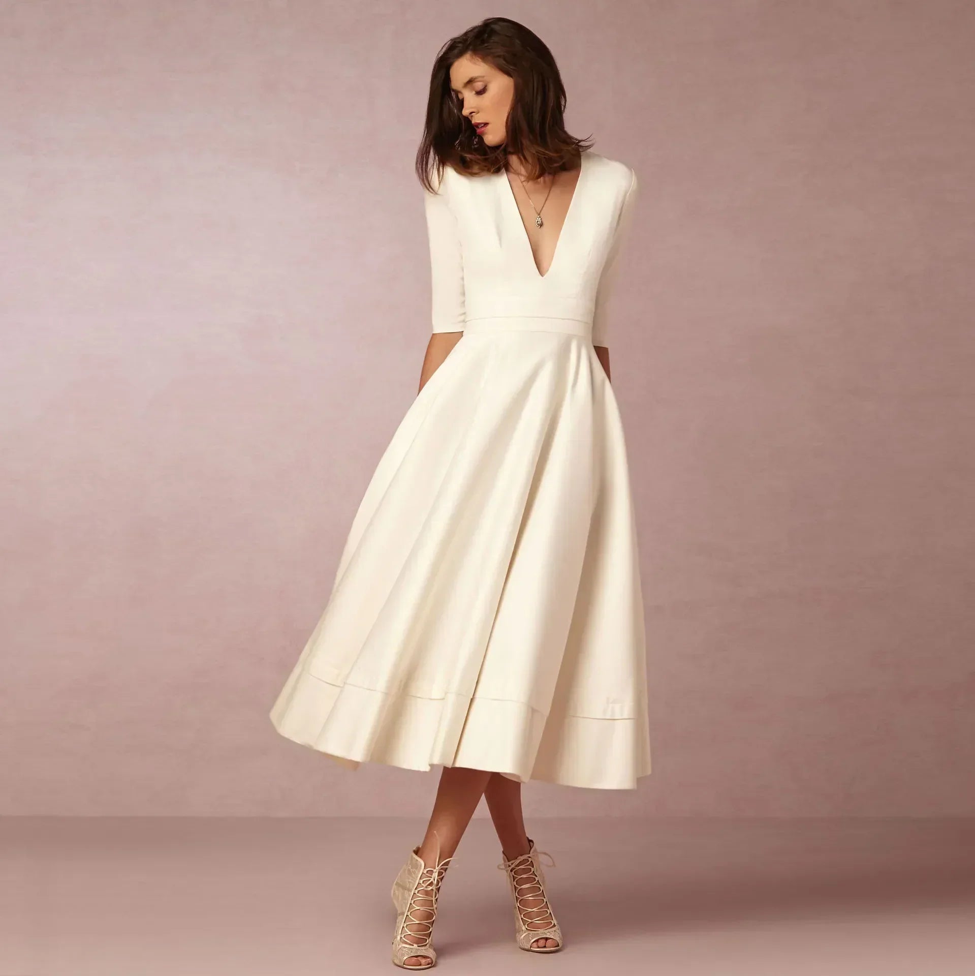 Vera Damen Midi Kleid | Fließende Silhouette, Definierte Taille