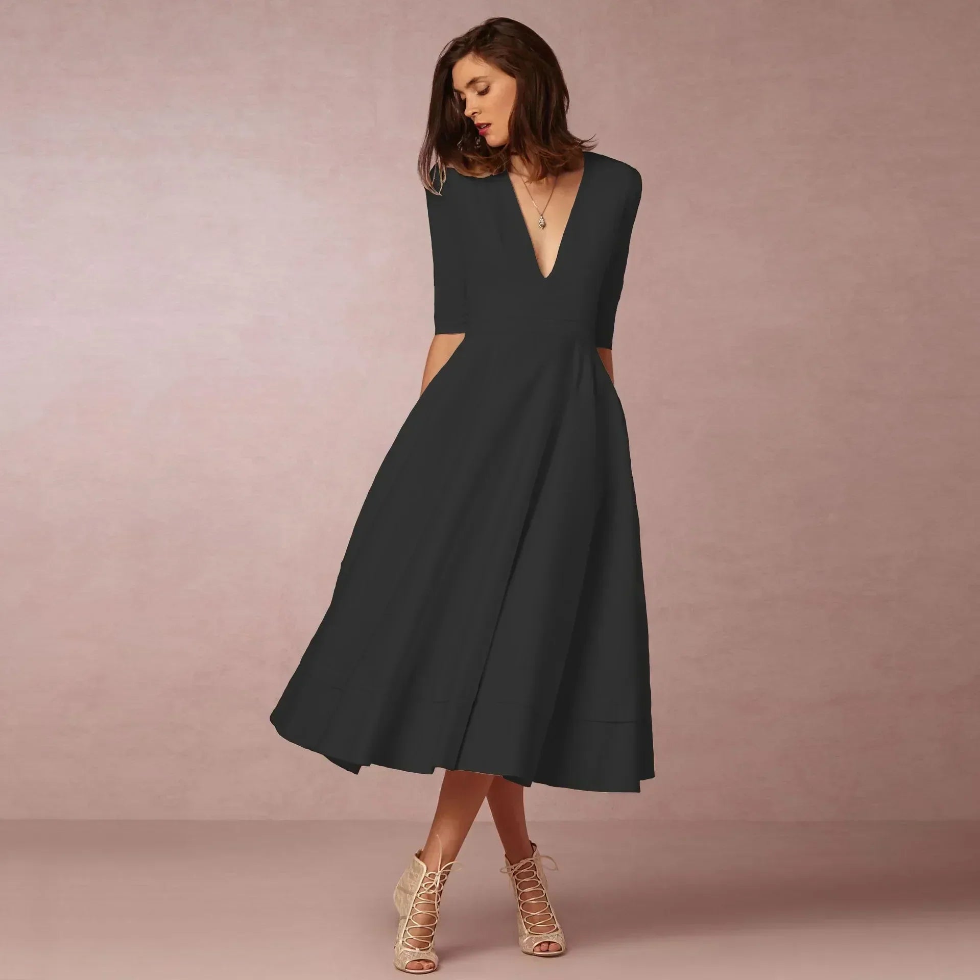 Vera Damen Midi Kleid | Fließende Silhouette, Definierte Taille