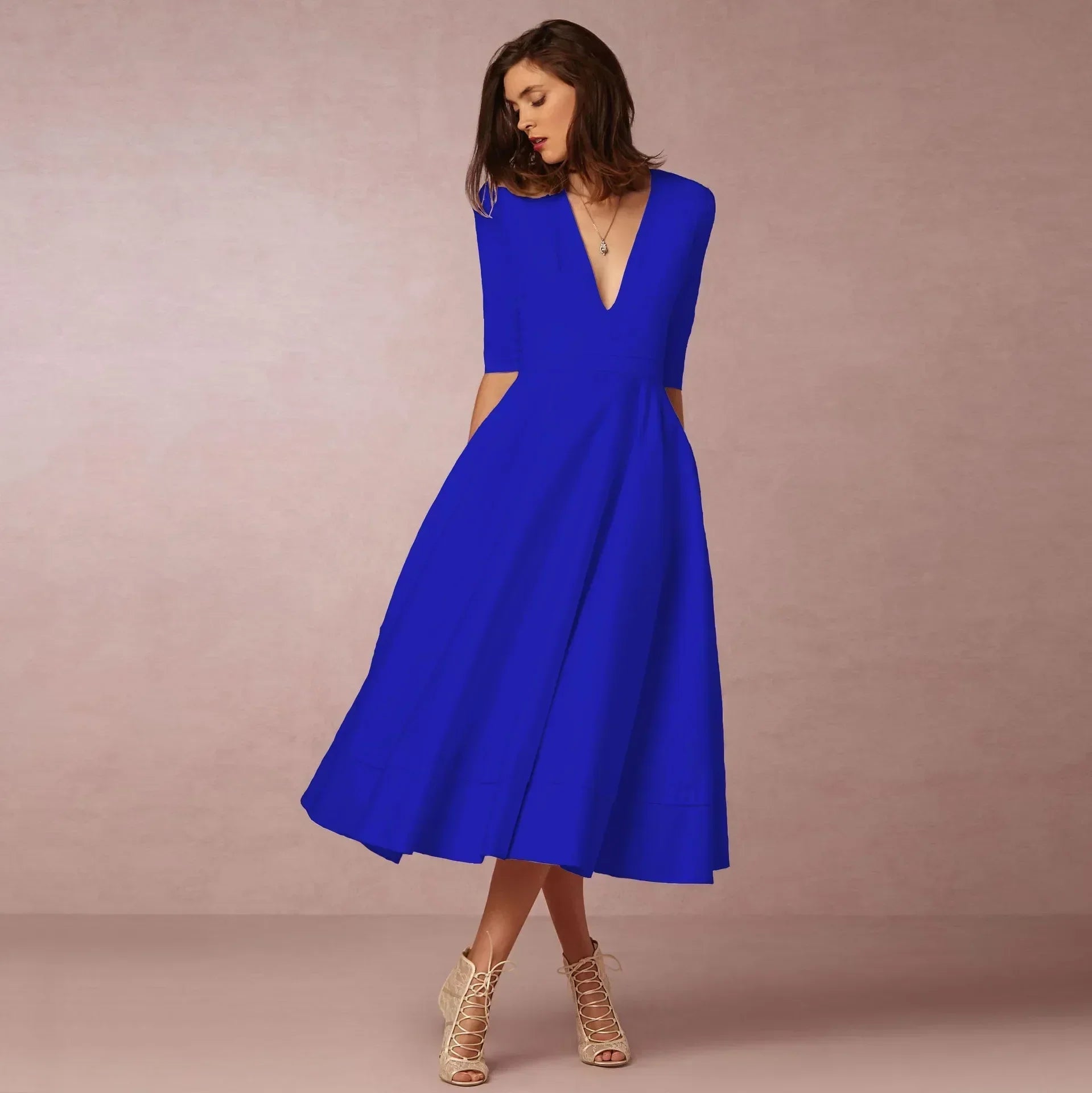 Vera Damen Midi Kleid | Fließende Silhouette, Definierte Taille