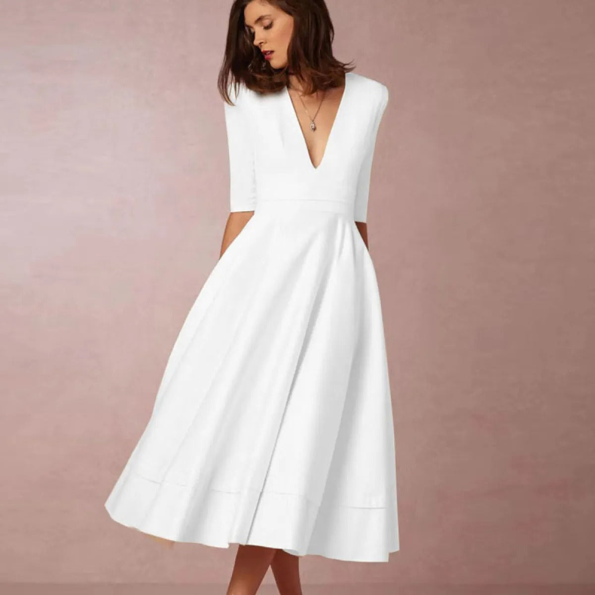 Vera Damen Midi Kleid | Fließende Silhouette, Definierte Taille