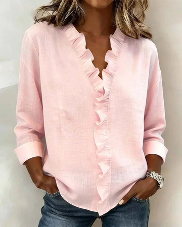 Yvonne Damen Bluse | V-Ausschnitt, Atmungsaktiv, Rüschendetails