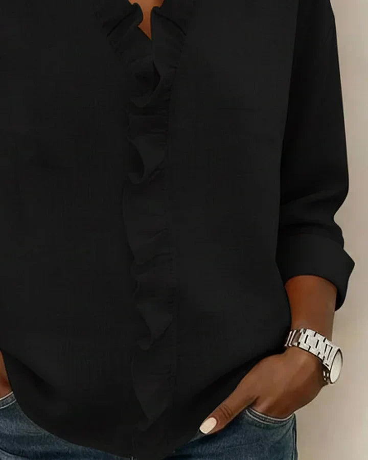 Yvonne Damen Bluse | V-Ausschnitt, Atmungsaktiv, Rüschendetails