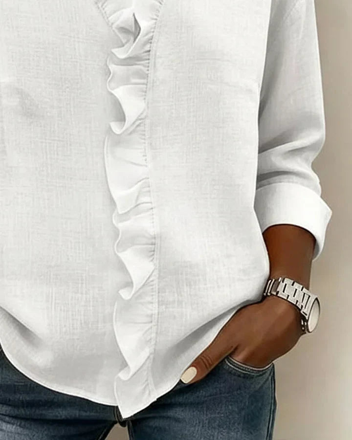 Yvonne Damen Bluse | V-Ausschnitt, Atmungsaktiv, Rüschendetails