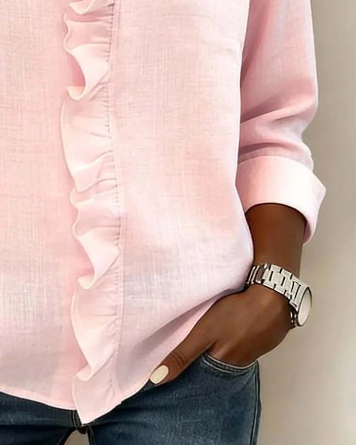 Yvonne Damen Bluse | V-Ausschnitt, Atmungsaktiv, Rüschendetails
