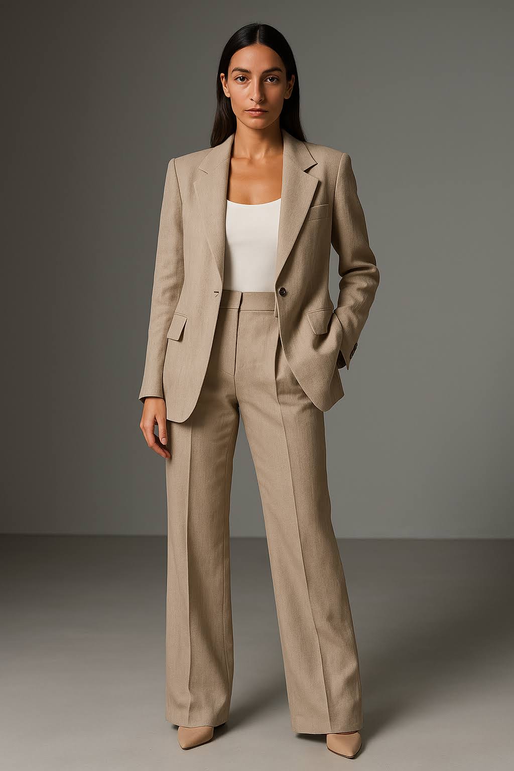 Zara Damen Anzugset | Taillierter Blazer und Weite Hose, Eleganter Business-Look- S-5XL