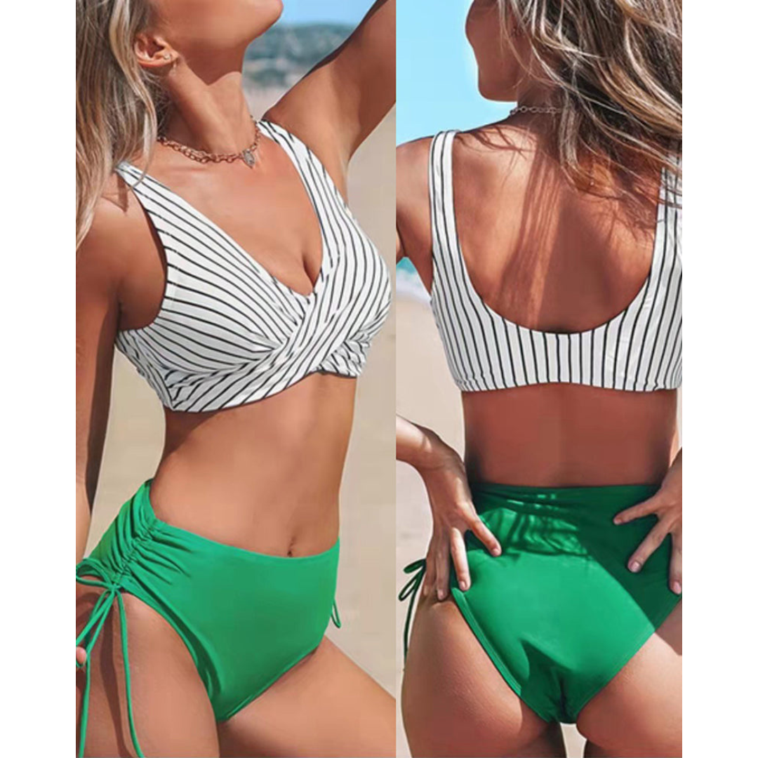 Zara Damen Bikini Set | Überkreuztes Oberteil, Gemustert- S-XL