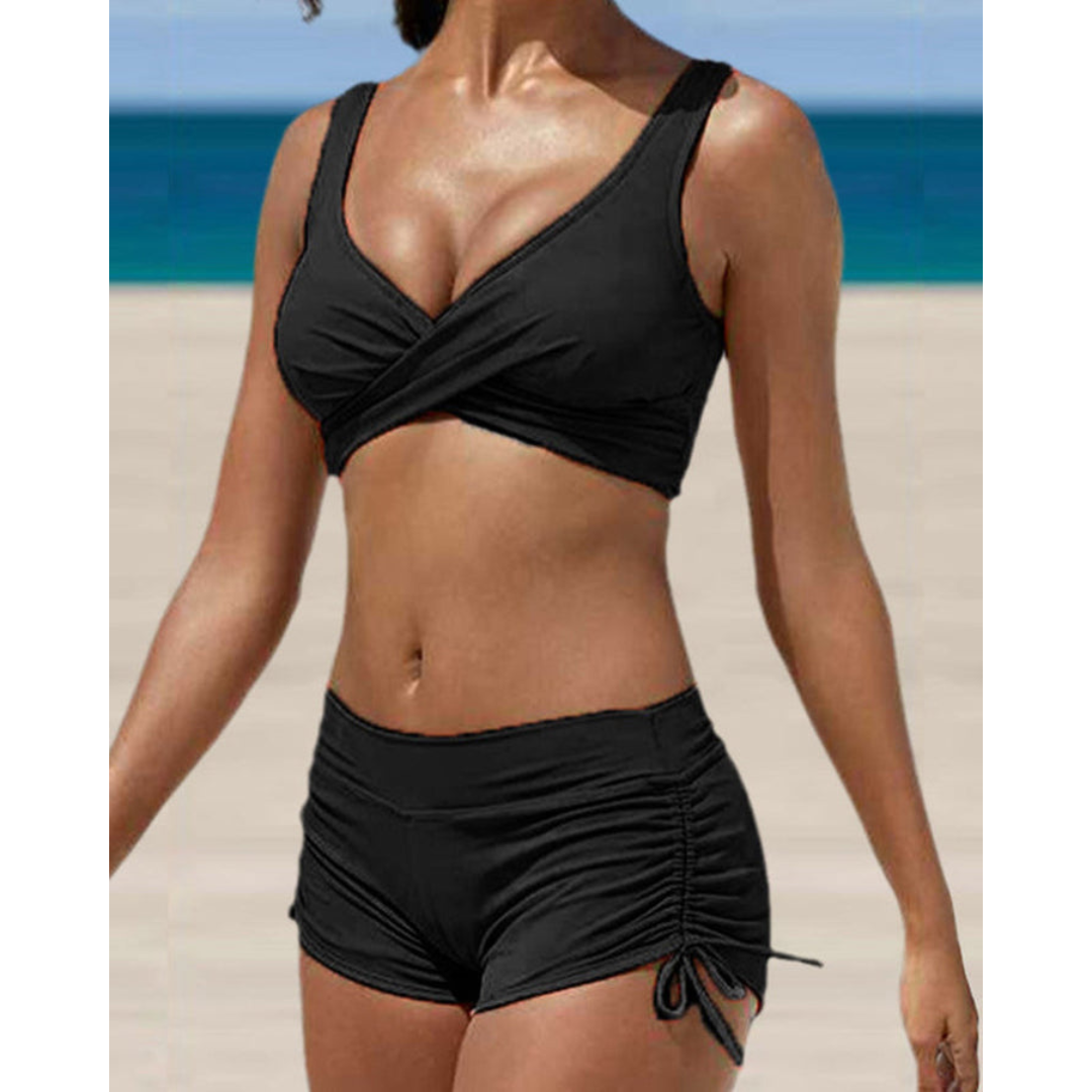 Zara Damen Bikini Set | Überkreuztes Oberteil, Raffungshose