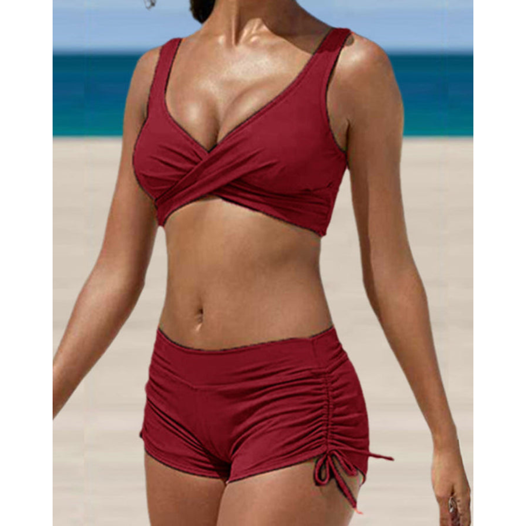 Zara Damen Bikini Set | Überkreuztes Oberteil, Raffungshose
