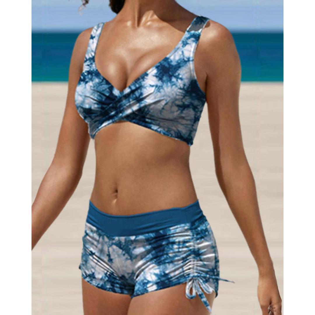 Zara Damen Bikini Set | Überkreuztes Oberteil, Raffungshose