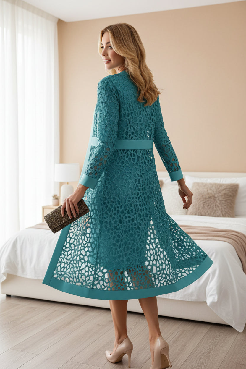 Zara Damen Kleid Set | Spitzen Überwurf, Elegant und Modern