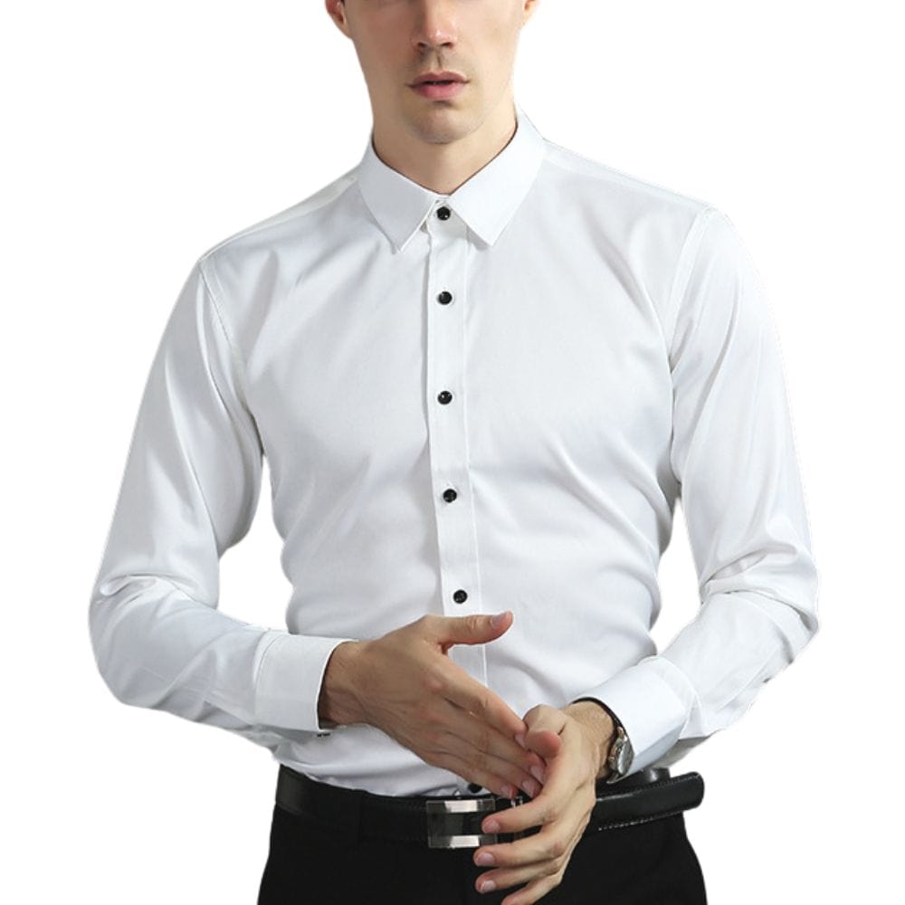 Urs Schwarz Slim Fit Stretch Langarmhemd für Herren | Körpernahe Passform | Business und Abend - S/M/L/XL/2XL/3XL/4XL