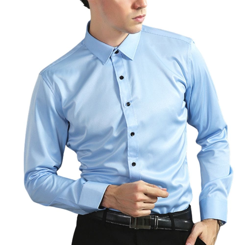 Urs Schwarz Slim Fit Stretch Langarmhemd für Herren | Körpernahe Passform | Business und Abend - S/M/L/XL/2XL/3XL/4XL