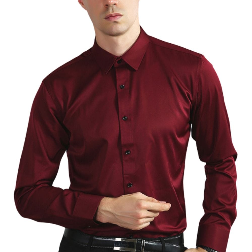 Urs Schwarz Slim Fit Stretch Langarmhemd für Herren | Körpernahe Passform | Business und Abend - S/M/L/XL/2XL/3XL/4XL