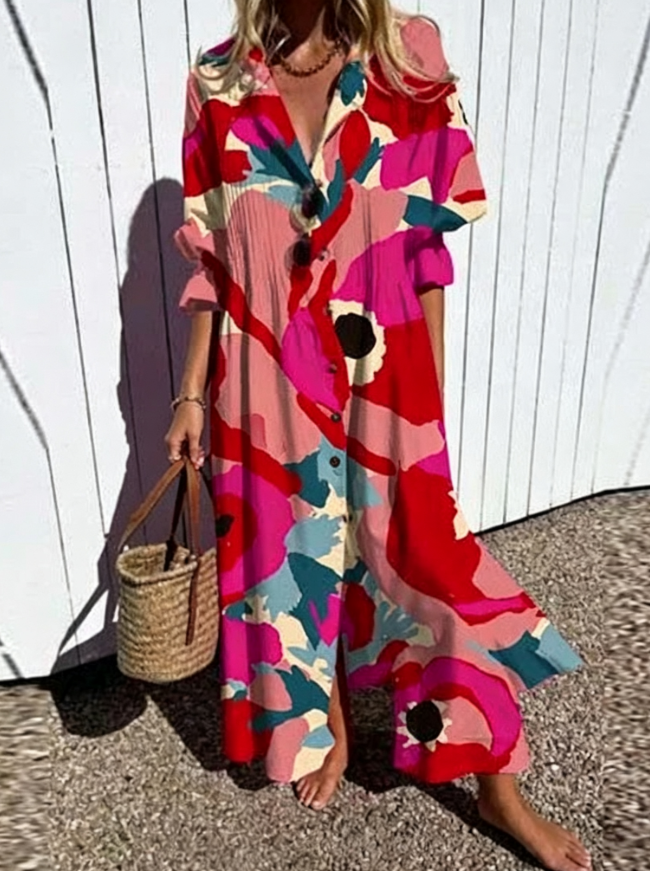 Fiona Damen Midi Kleid | Florales Design