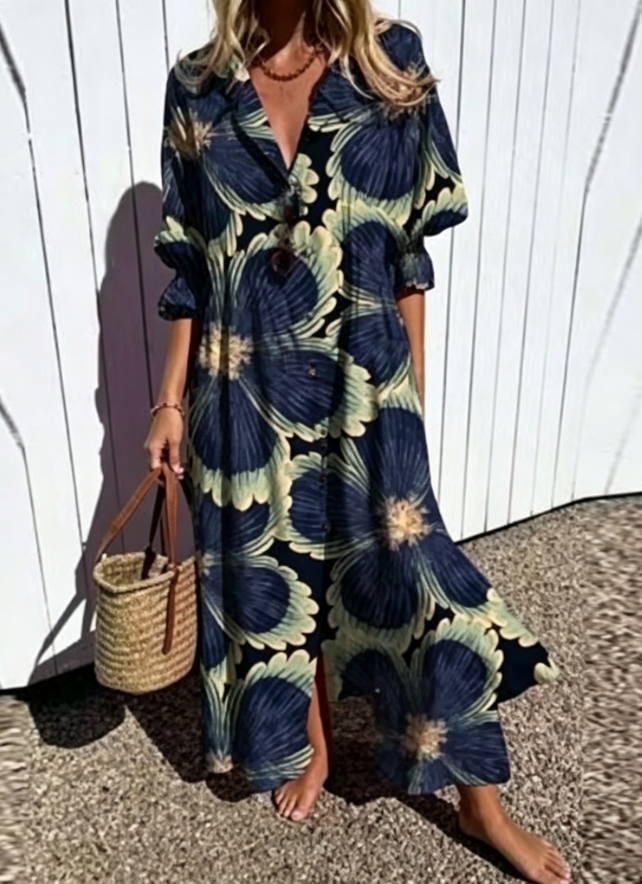 Fiona Damen Midi Kleid | Florales Design