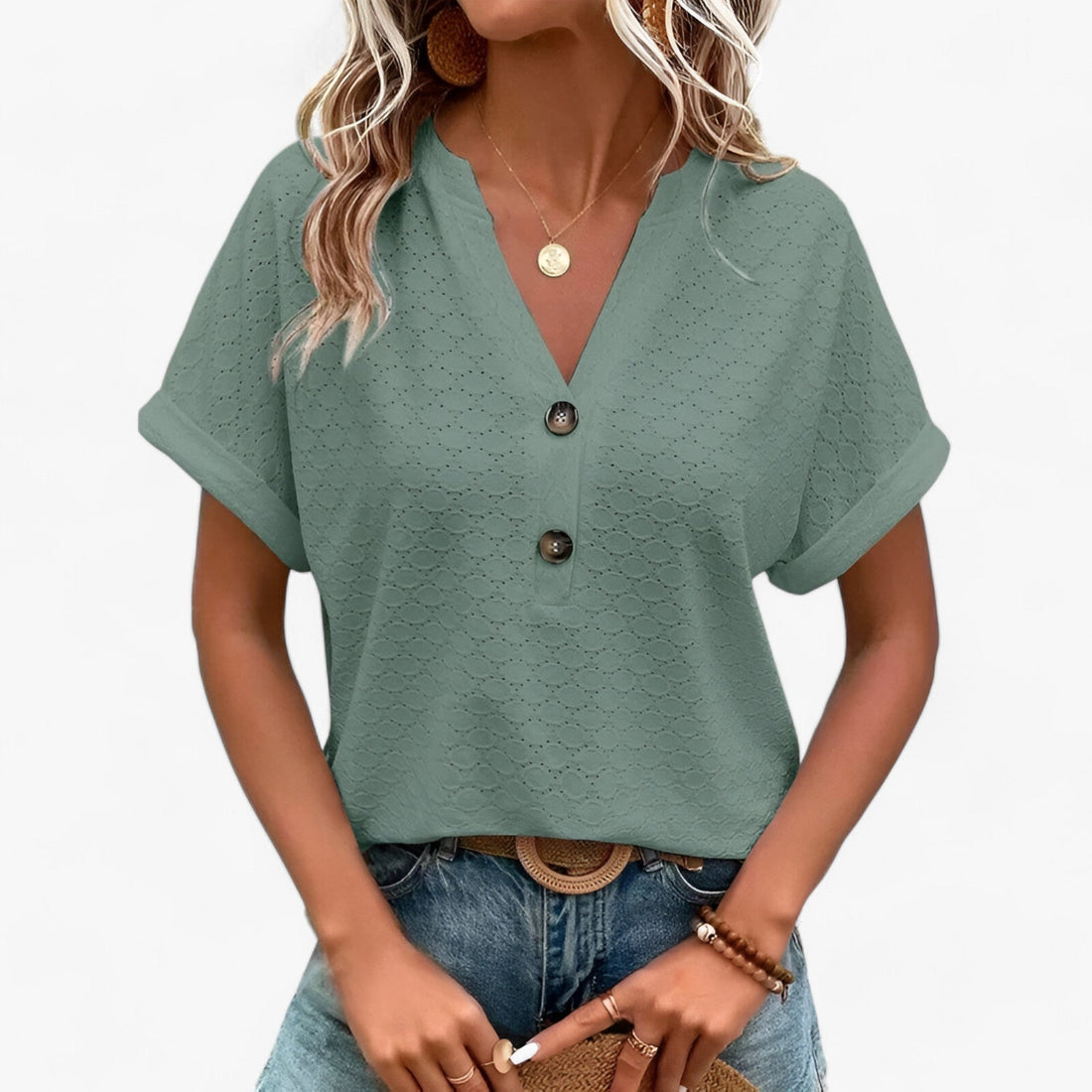 Margrit Schwarz Jacquard V-Ausschnitt Lockere Damen Bluse Langarm | Elegant Feminin Fruehling Sommer Buero Freizeit Oberteil | Bequem - S-3XL