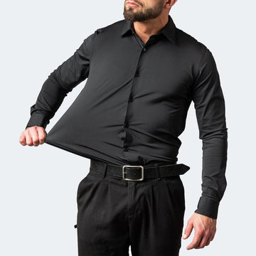 Kurt Schwarz Knitterfreies Slim-Fit Langarmhemd für Herren | Stretch und schnelltrocknend | Büro und Reisen - S-4XL