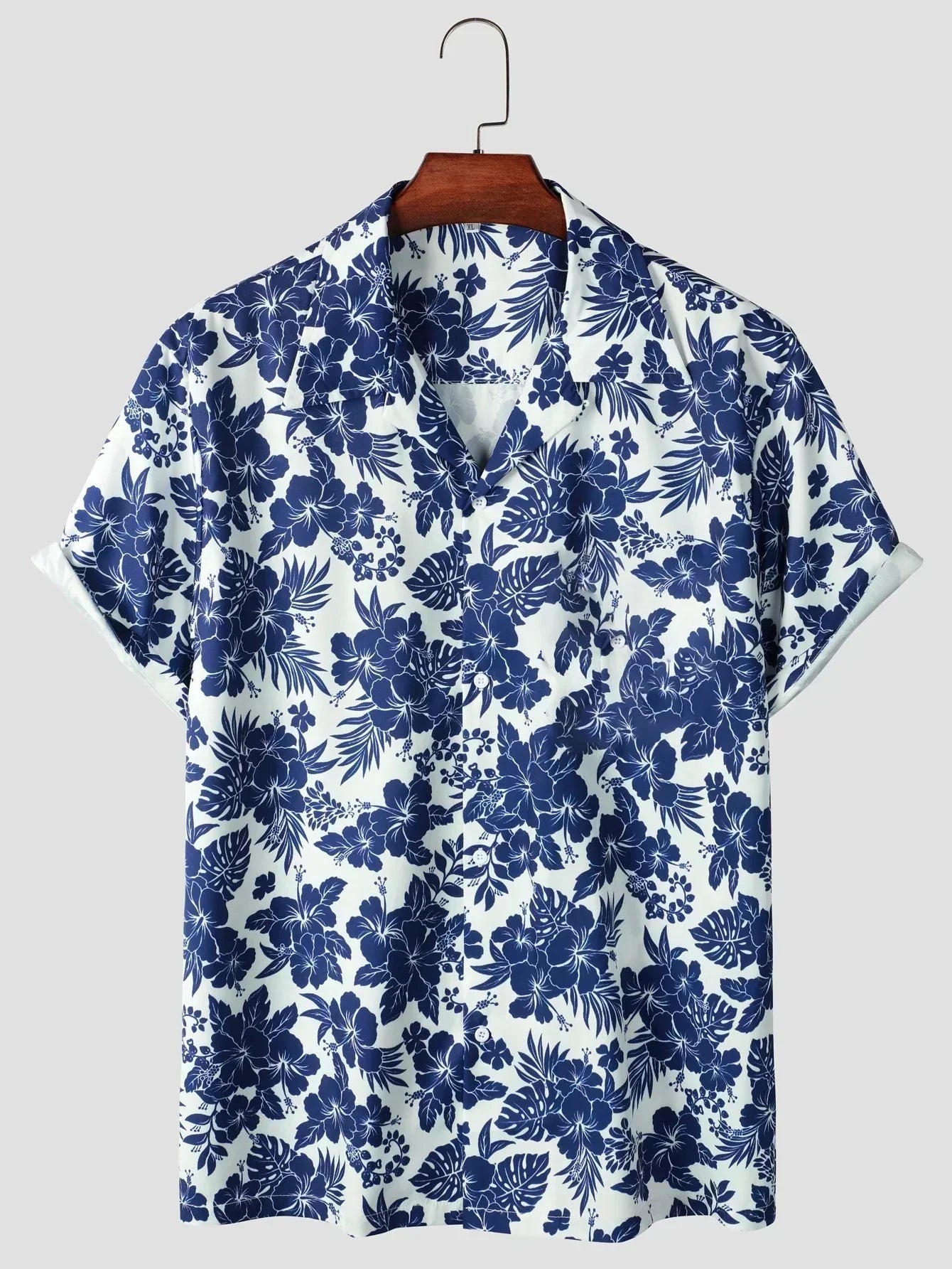Hansruedi Blau Tropisches Blumendruck Hawaii-Hemd für Herren | Lockere Passform Sommerhemd | Urlaub und Strand - S-4XL