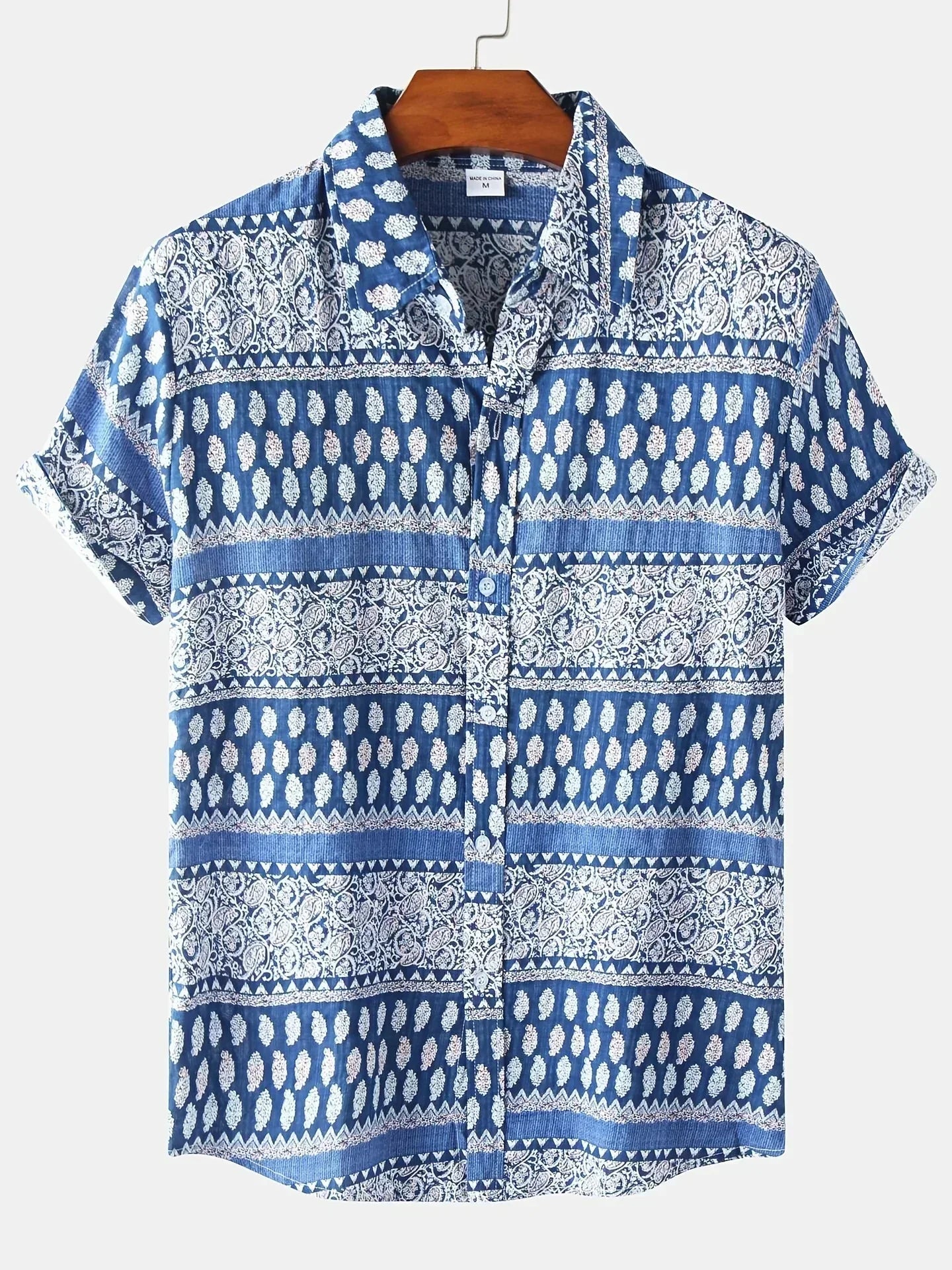 Hansruedi Blau Tropisches Blumendruck Hawaii-Hemd für Herren | Lockere Passform Sommerhemd | Urlaub und Strand - S-4XL